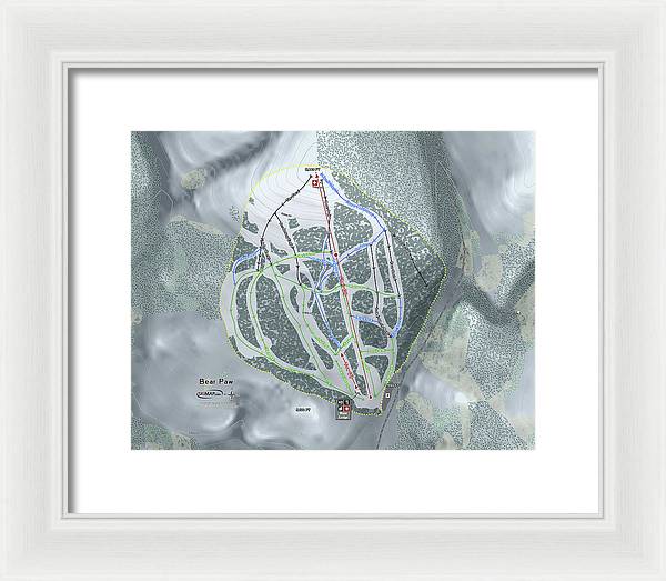 Bear Paw Ski Trail Map - Framed Print - Powderaddicts