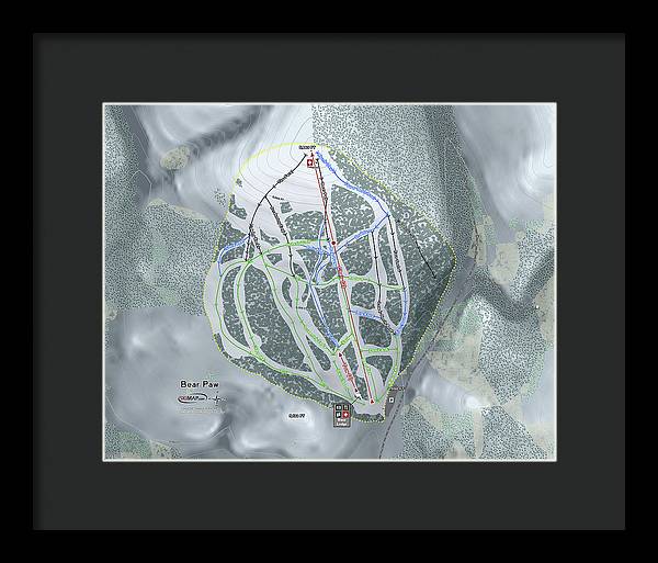Bear Paw Ski Trail Map - Framed Print - Powderaddicts