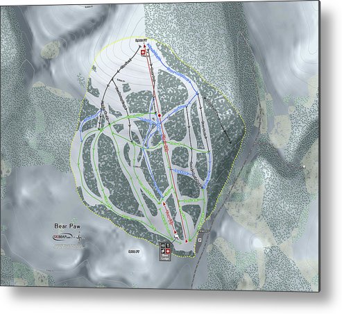 Bear Paw Ski Trail Map - Metal Print - Powderaddicts