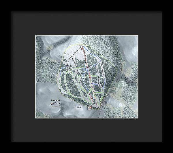Bear Paw Ski Trail Map - Framed Print - Powderaddicts