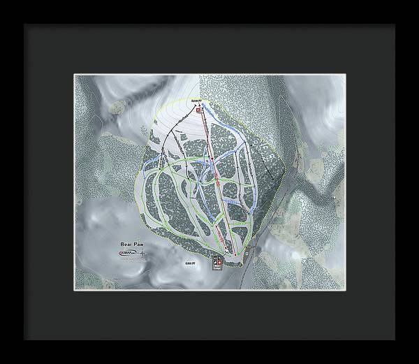 Bear Paw Ski Trail Map - Framed Print - Powderaddicts