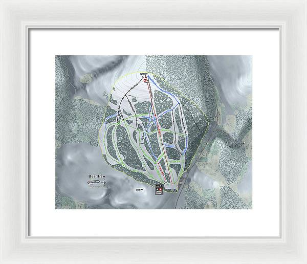 Bear Paw Ski Trail Map - Framed Print - Powderaddicts
