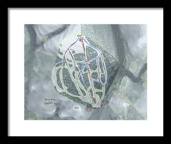 Bear Paw Ski Trail Map - Framed Print - Powderaddicts