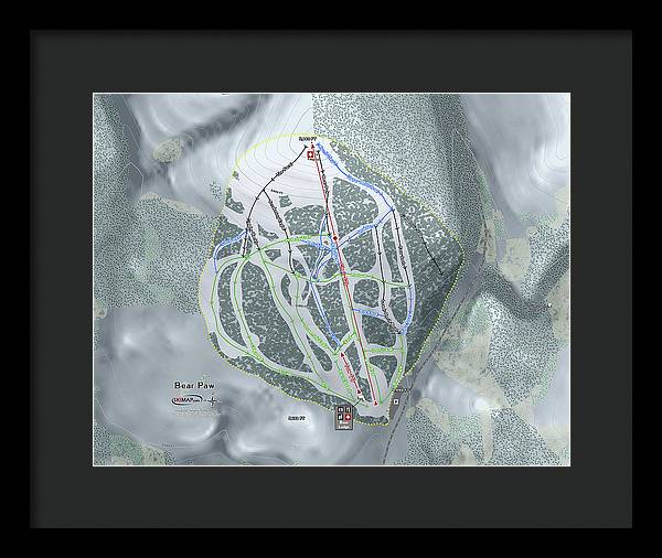 Bear Paw Ski Trail Map - Framed Print - Powderaddicts