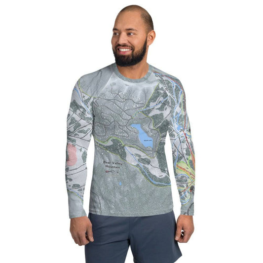 Bear Valley Mountain, California Ski Trail Map Men's Base Layer Top - Powderaddicts