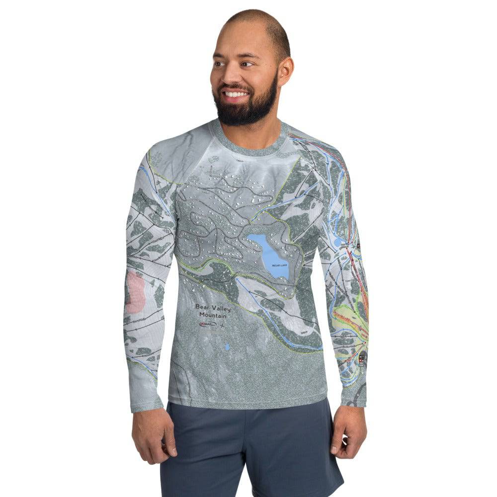Bear Valley Mountain, California Ski Trail Map Men's Base Layer Top - Powderaddicts