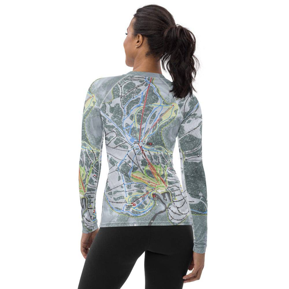 Bear Valley Mountain, California Ski Trail Map Women's Base Layer Top - Powderaddicts