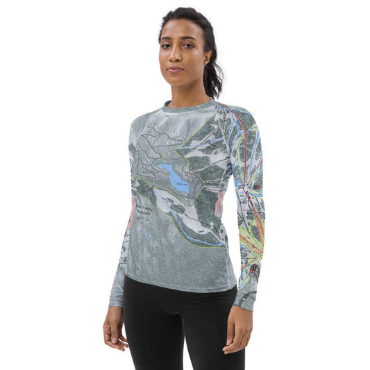Bear Valley Mountain, California Ski Trail Map Women's Base Layer Top - Powderaddicts
