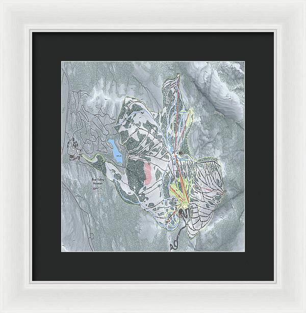 Bear Valley Mtn Ski Trail Map - Framed Print - Powderaddicts
