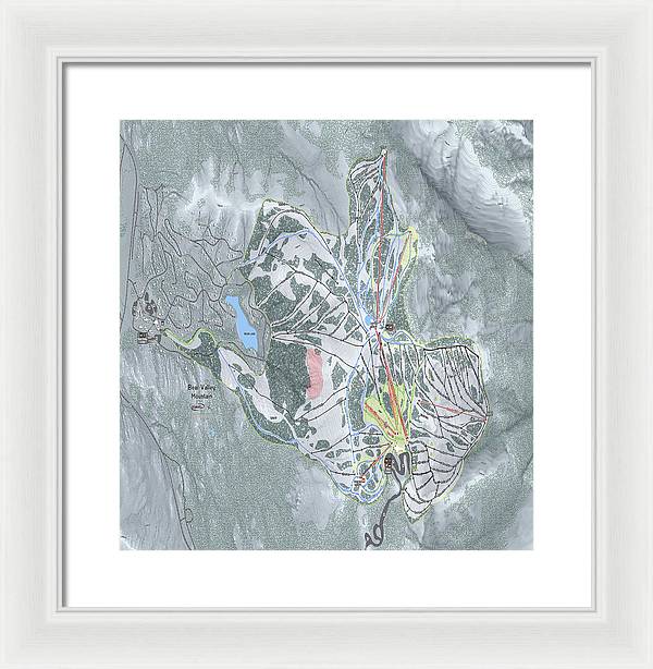 Bear Valley Mtn Ski Trail Map - Framed Print - Powderaddicts