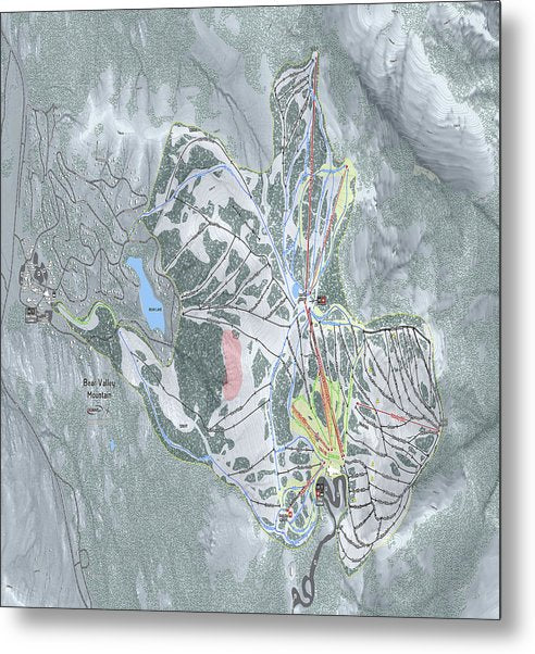 Bear Valley Mtn Ski Trail Map - Metal Print - Powderaddicts