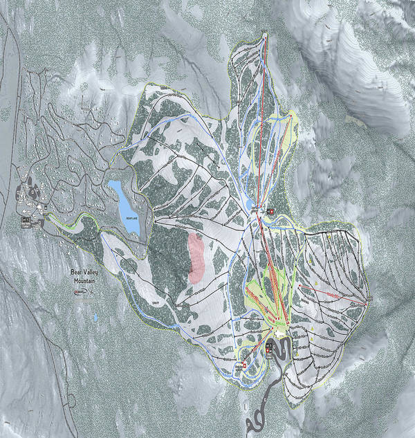 Bear Valley Mtn Ski Trail Map - Art Print - Powderaddicts