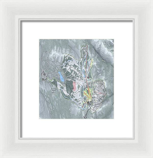 Bear Valley Mtn Ski Trail Map - Framed Print - Powderaddicts