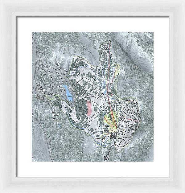 Bear Valley Mtn Ski Trail Map - Framed Print - Powderaddicts