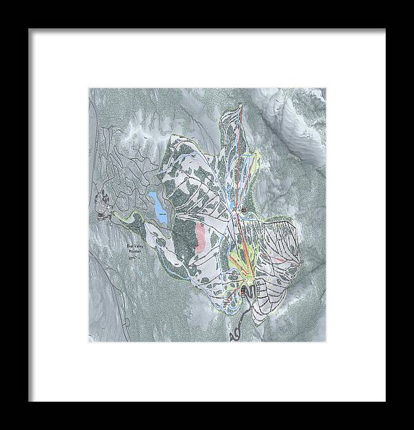 Bear Valley Mtn Ski Trail Map - Framed Print - Powderaddicts