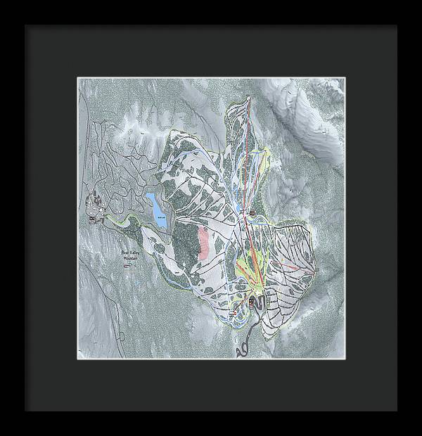 Bear Valley Mtn Ski Trail Map - Framed Print - Powderaddicts