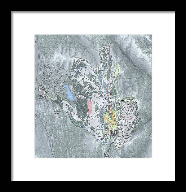 Bear Valley Mtn Ski Trail Map - Framed Print - Powderaddicts