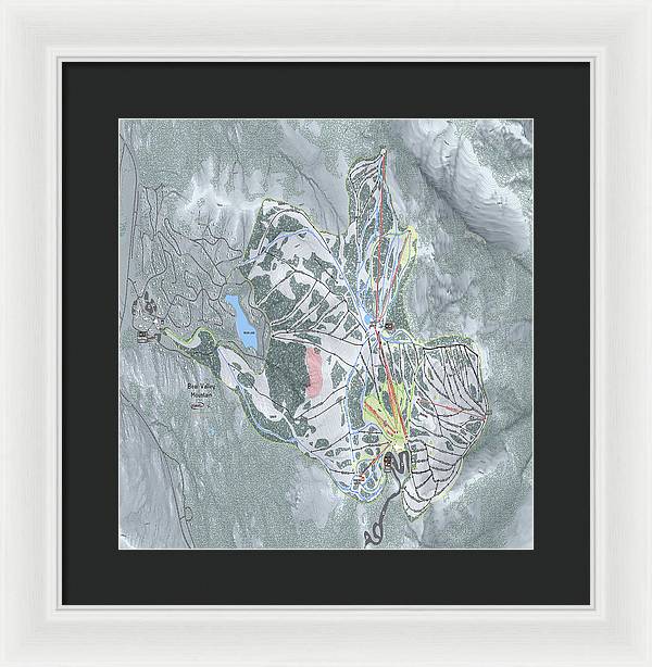 Bear Valley Mtn Ski Trail Map - Framed Print - Powderaddicts