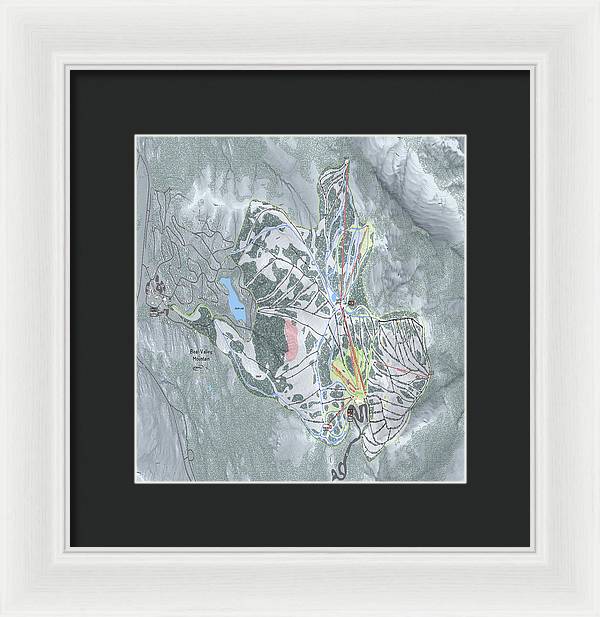 Bear Valley Mtn Ski Trail Map - Framed Print - Powderaddicts
