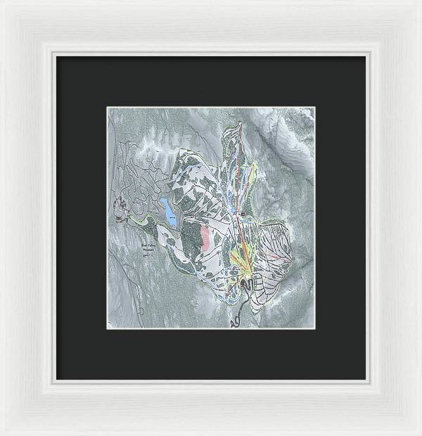 Bear Valley Mtn Ski Trail Map - Framed Print - Powderaddicts