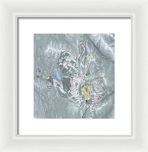 Bear Valley Mtn Ski Trail Map - Framed Print - Powderaddicts