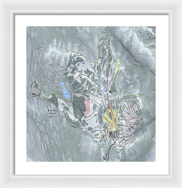 Bear Valley Mtn Ski Trail Map - Framed Print - Powderaddicts