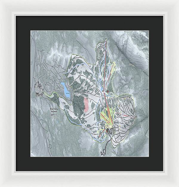 Bear Valley Mtn Ski Trail Map - Framed Print - Powderaddicts