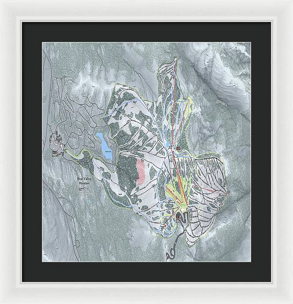 Bear Valley Mtn Ski Trail Map - Framed Print - Powderaddicts