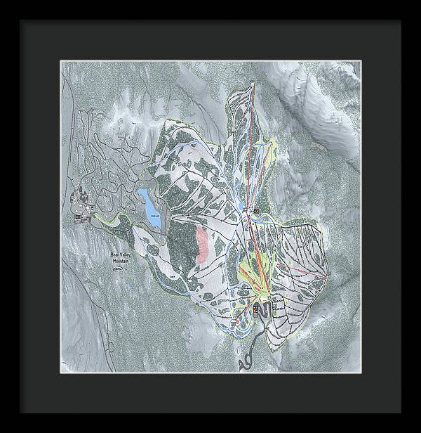 Bear Valley Mtn Ski Trail Map - Framed Print - Powderaddicts