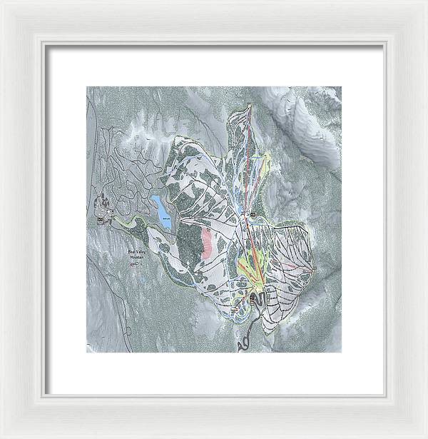 Bear Valley Mtn Ski Trail Map - Framed Print - Powderaddicts