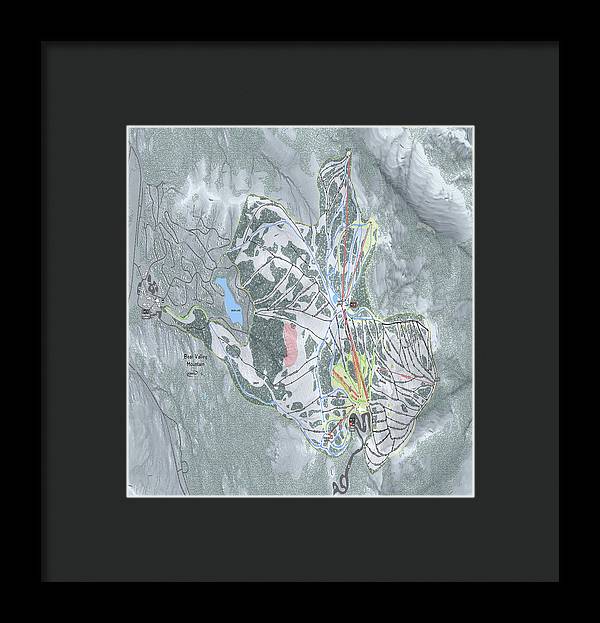 Bear Valley Mtn Ski Trail Map - Framed Print - Powderaddicts