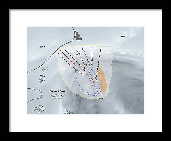 Beartooth Basin Ski Trail Map - Framed Print - Powderaddicts