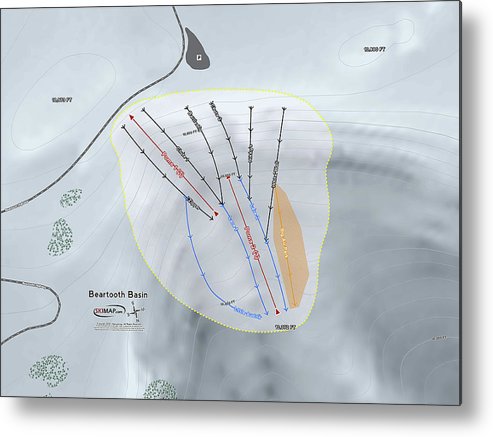 Beartooth Basin Ski Trail Map - Metal Print - Powderaddicts