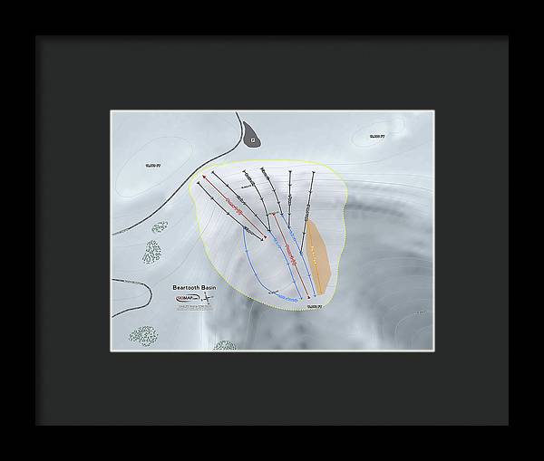 Beartooth Basin Ski Trail Map - Framed Print - Powderaddicts