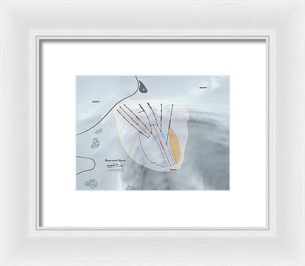 Beartooth Basin Ski Trail Map - Framed Print - Powderaddicts