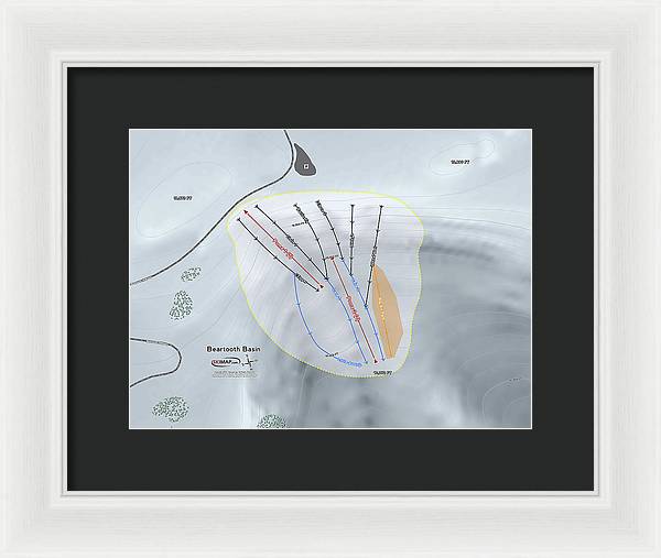 Beartooth Basin Ski Trail Map - Framed Print - Powderaddicts