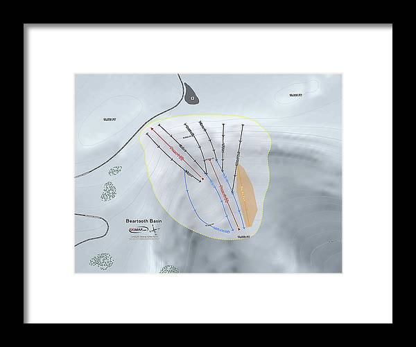 Beartooth Basin Ski Trail Map - Framed Print - Powderaddicts