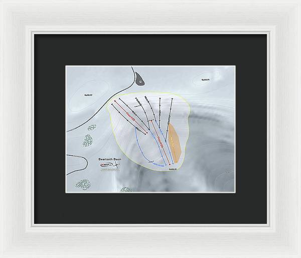 Beartooth Basin Ski Trail Map - Framed Print - Powderaddicts