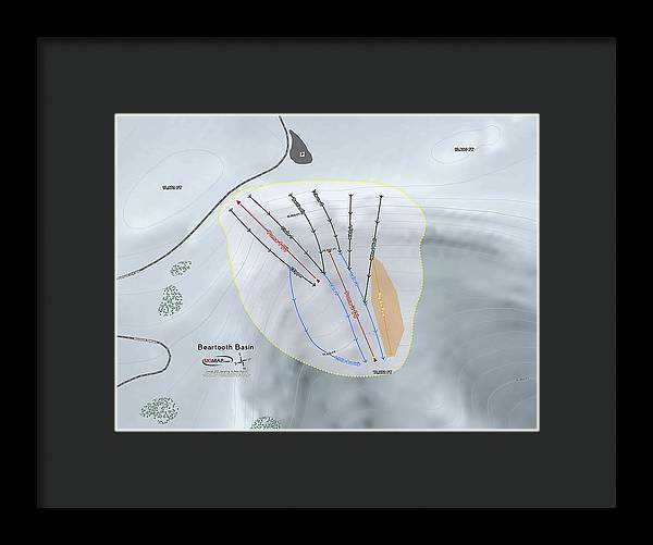 Beartooth Basin Ski Trail Map - Framed Print - Powderaddicts