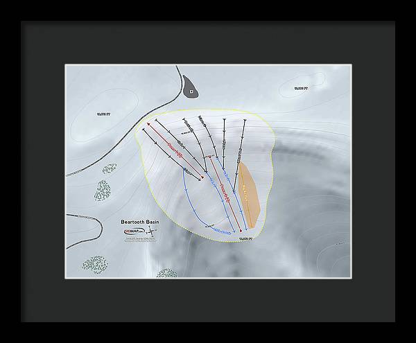 Beartooth Basin Ski Trail Map - Framed Print - Powderaddicts