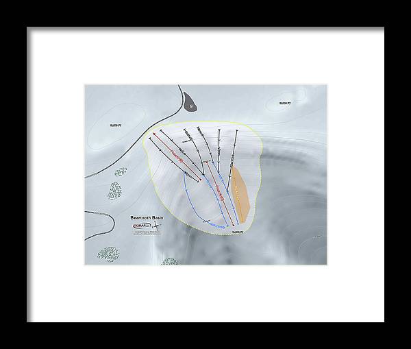 Beartooth Basin Ski Trail Map - Framed Print - Powderaddicts