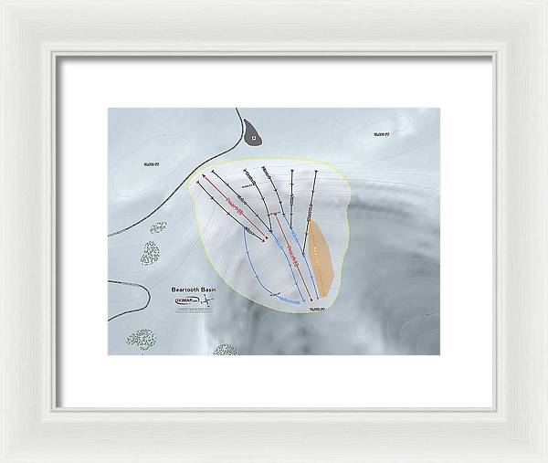 Beartooth Basin Ski Trail Map - Framed Print - Powderaddicts