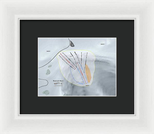 Beartooth Basin Ski Trail Map - Framed Print - Powderaddicts