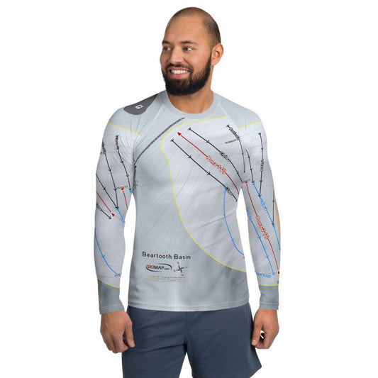 Beartooth Basin, Wyoming Ski Trail Map Men's Base Layer Top - Powderaddicts