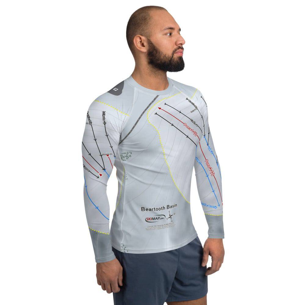 Beartooth Basin, Wyoming Ski Trail Map Men's Base Layer Top - Powderaddicts