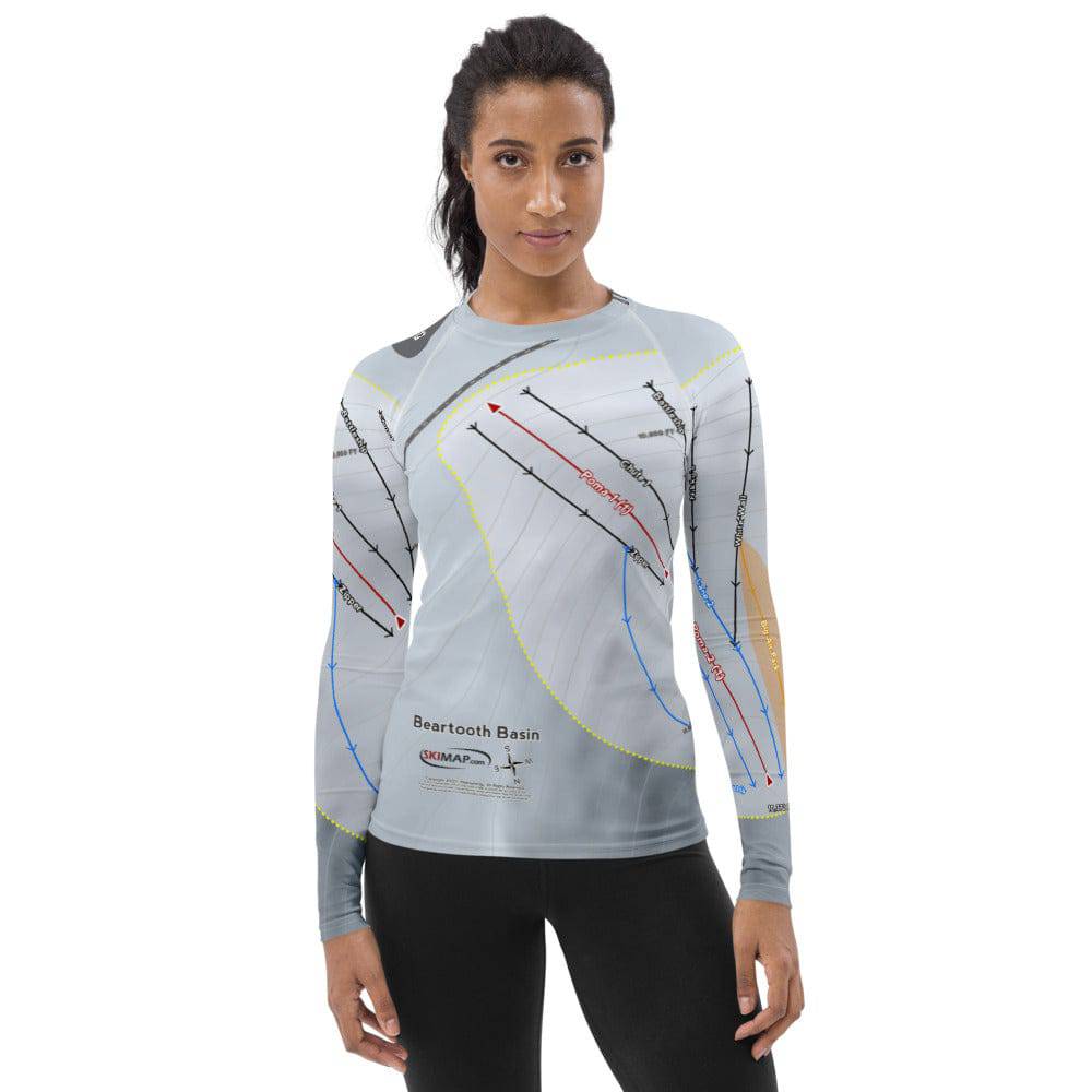 Beartooth Basin, Wyoming Ski Trail Map Women's Base Layer Top
