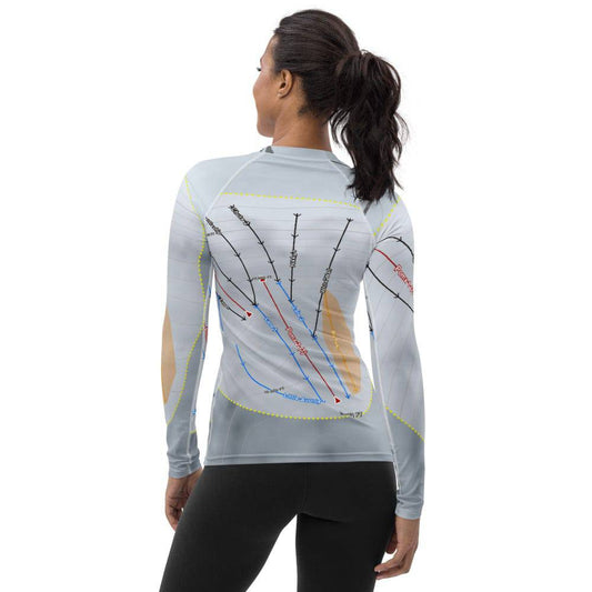 Beartooth Basin, Wyoming Ski Trail Map Women's Base Layer Top - Powderaddicts