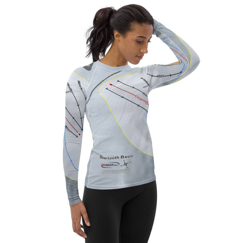 Beartooth Basin, Wyoming Ski Trail Map Women's Base Layer Top - Powderaddicts