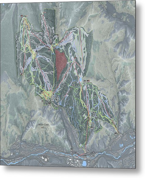 Beaver Creek Ski Trail Map - Metal Print - Powderaddicts