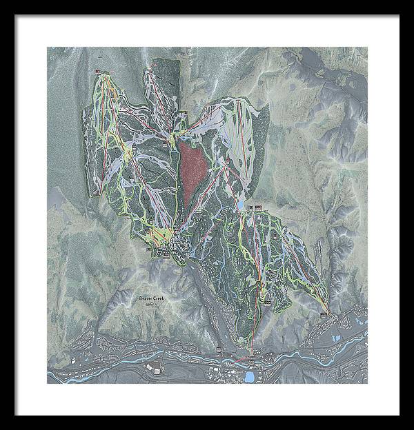 Beaver Creek Ski Trail Map - Framed Print - Powderaddicts